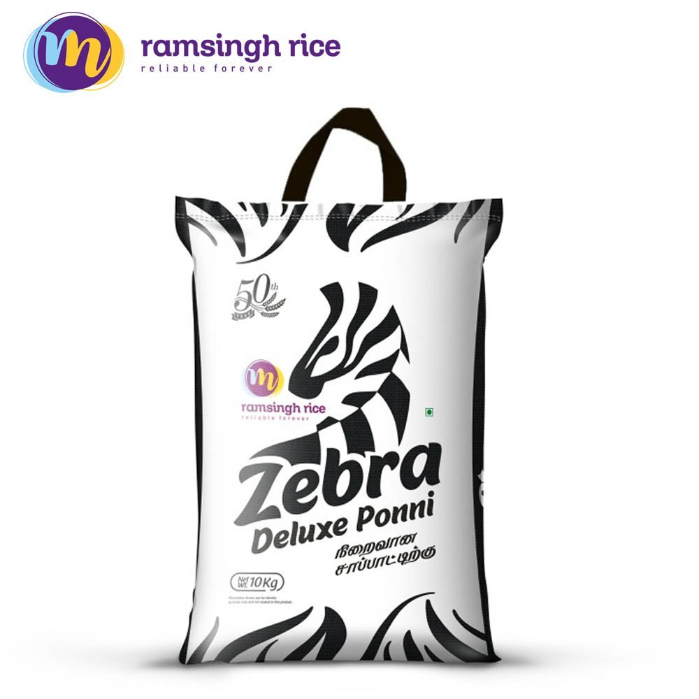 Ramsingh Zeebra Delux ponni Rice 10kg / ராம்சிங் ஜீப்ரா டீலக்ஸ் நாட்டு பொன்னி அரிசி 10kg